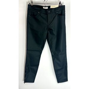 Lou & Grey Womens 4 27 Modern Skinny Ankle Coated Dark Green Pants Cuff Zip
